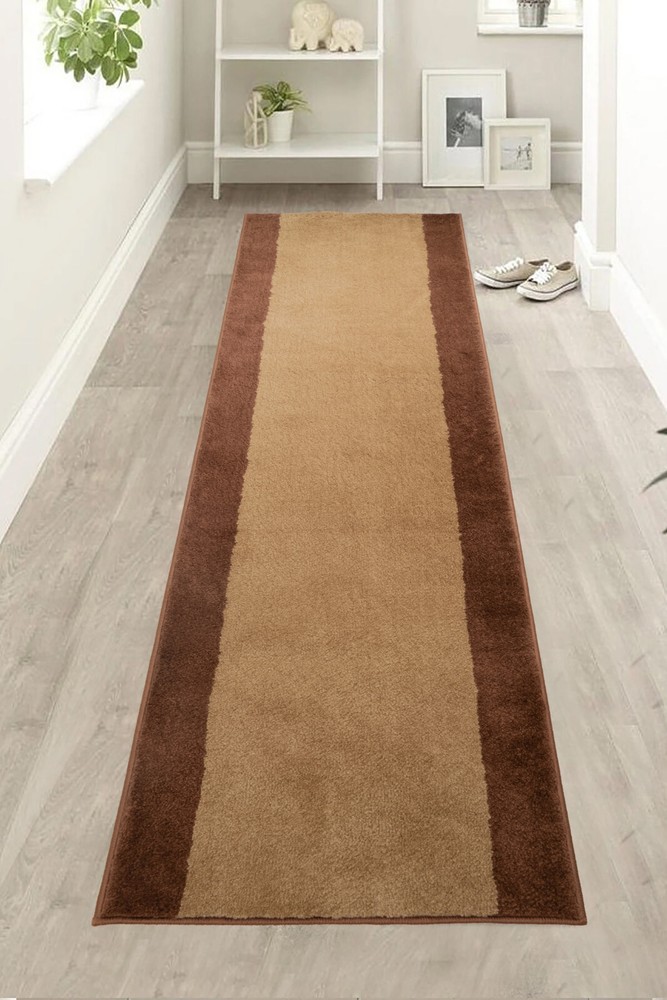 Stair Runner Solid Border Design Medium Soft Pile Non Slip 26" / 36" Wide Option