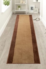 Stair Runner Solid Border Design Medium Soft Pile Non Slip 26″ / 36″ Wide Option