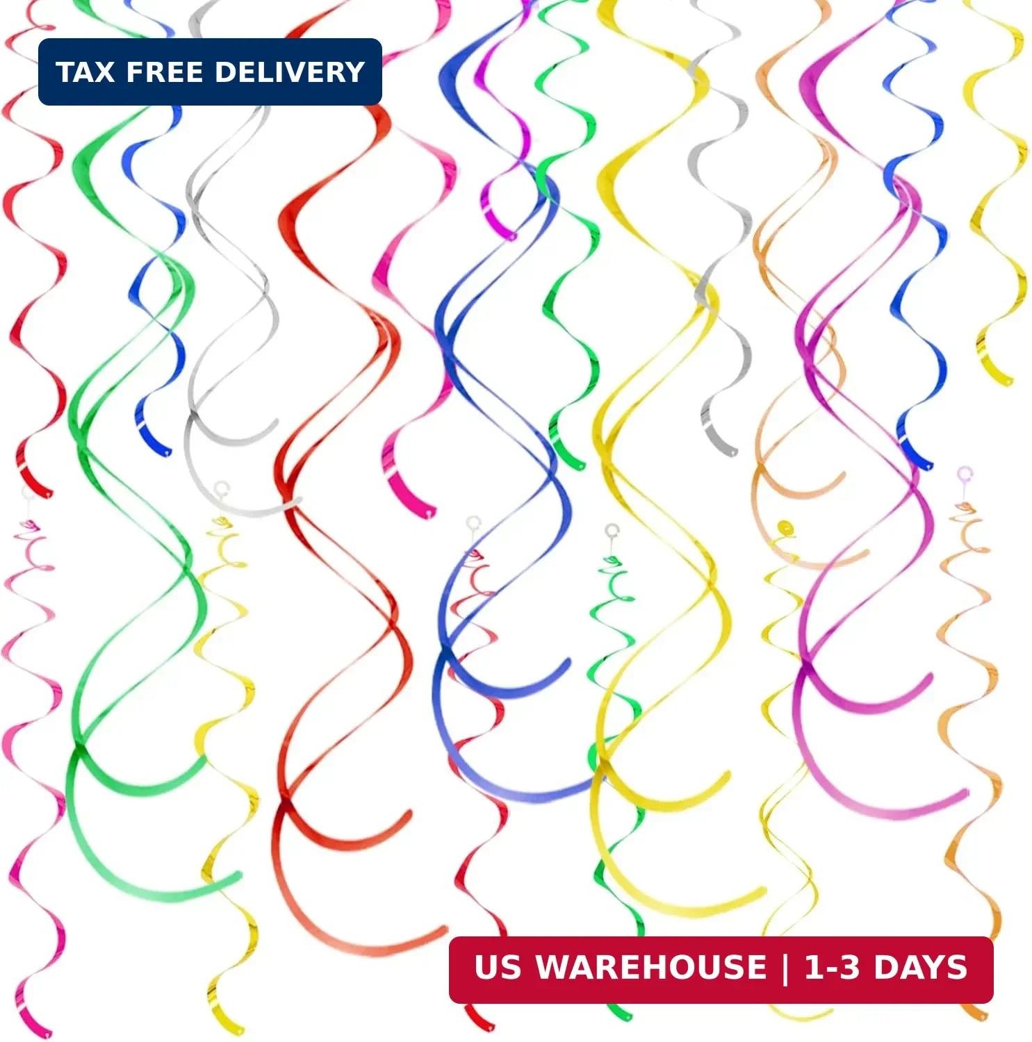 Colorful Ceiling Swirl Foil Decorations Hanging Plastic Streamer Themed Swirl Pa gallery