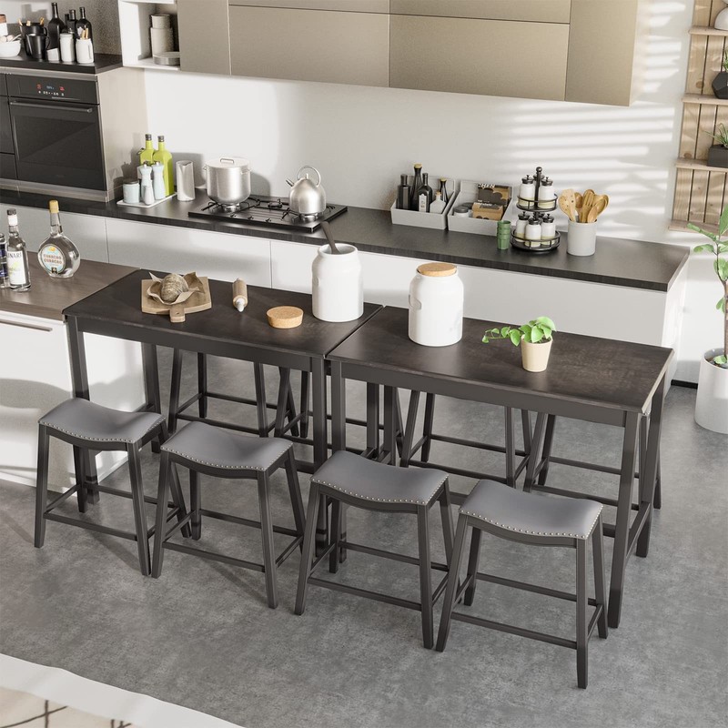 Dining Table Set for 4, Kitchen Counter Height Table w/ 4 Stools, 5 Piece Bis... gallery
