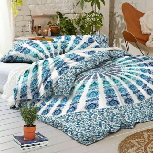Traditional Peacock Mandala Queen Size Quilt 100% Cotton Duvet Cover Bedding Set gallery