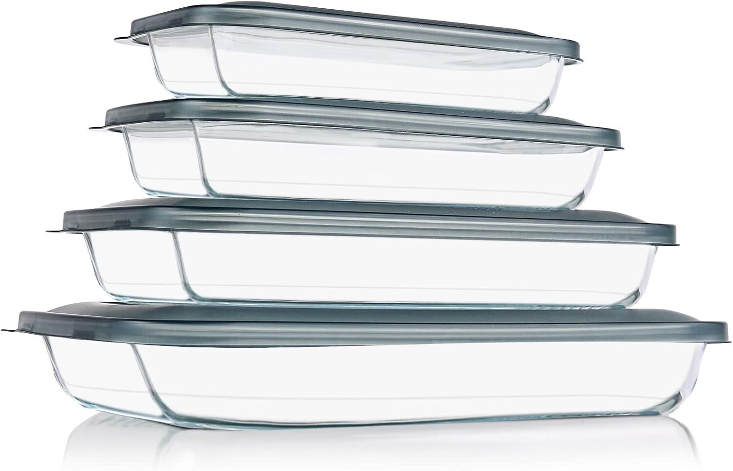 8 Pieces Glass Baking Dish with Lids Rectangular Glass Baking Pan Bakeware Set gallery