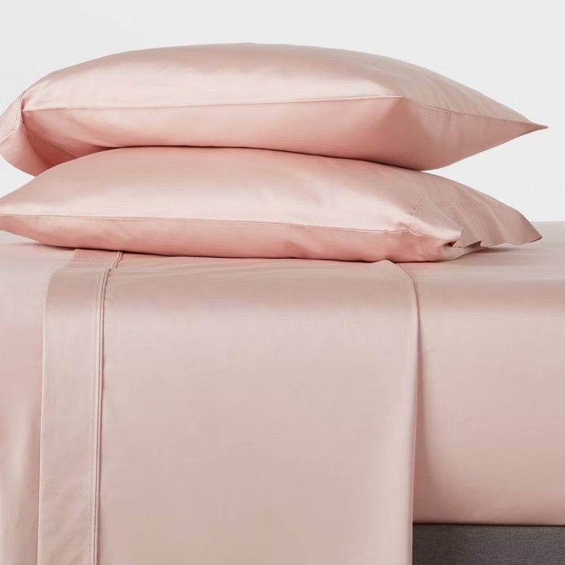 Twin/Twin XL Solid Performance 400 Thread Count Sheet Set Blush - Threshold: gallery