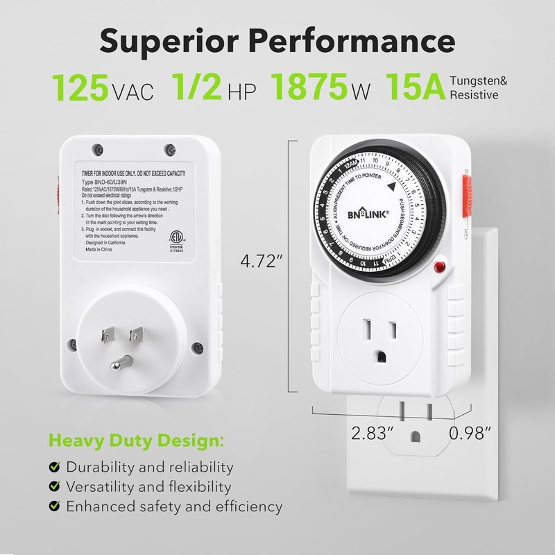 24-Hour Plug-In Mechanical Timer - Compact Energy-Saving Solution for Aquariums gallery
