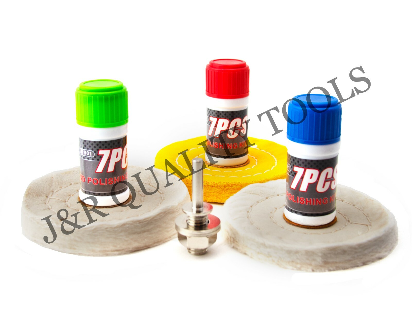 7pc Metal Buffing Kit for Drill 3" Inch Wheel for Polishing Hard Metals gallery