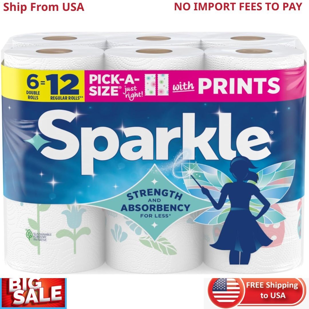 Sparkle Pick-A-Size Paper Towels, Spirited Print Design, 6 Double Rolls(660Sheet gallery