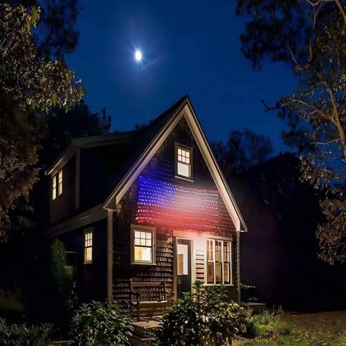 American Flag String Lights,Waterproof 420Led Flag Net Light 6.5 FT x 3.28 FT gallery