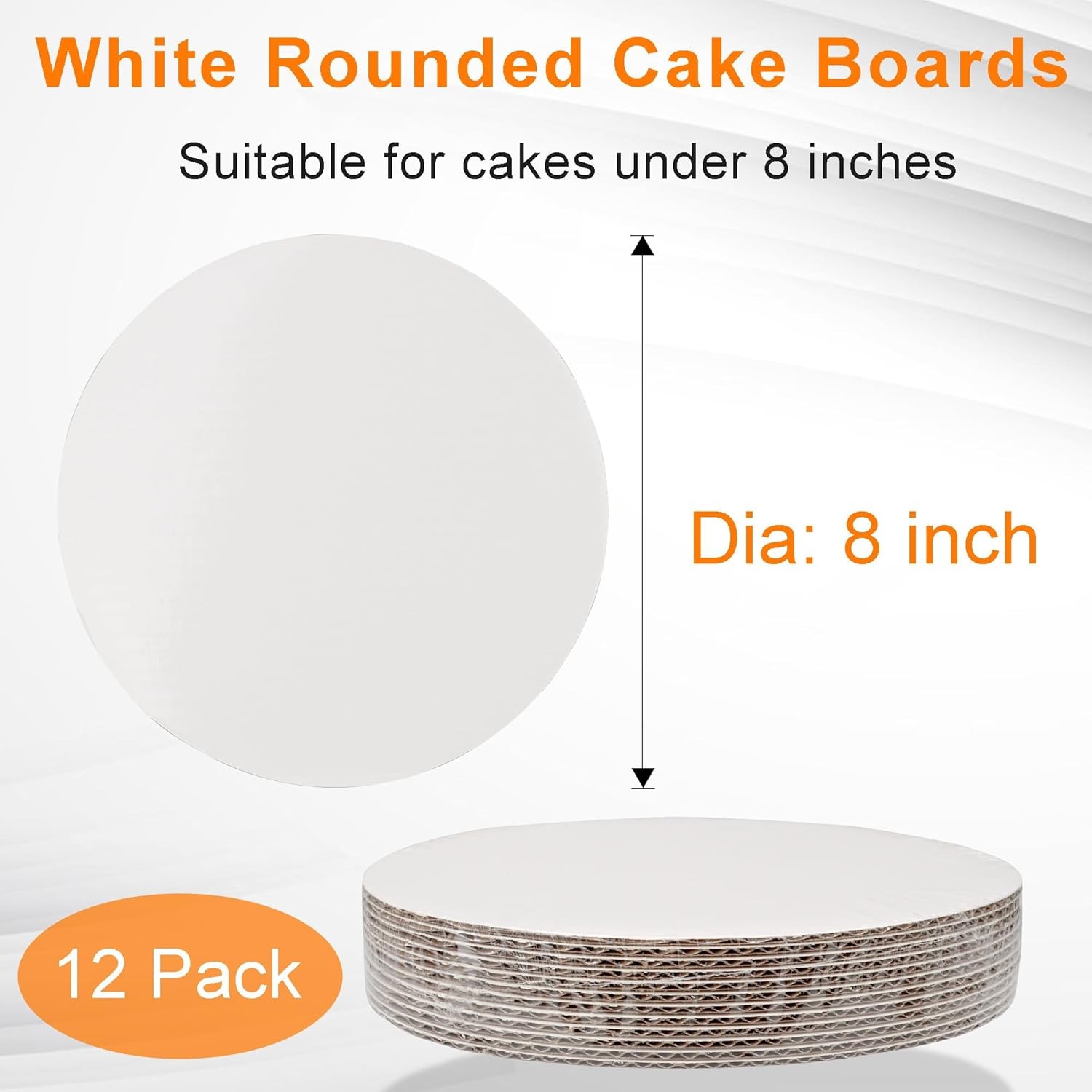 8 Inch White Round Cake Boards - Circle Cardboard Base, Sturdy Corrugated, gallery