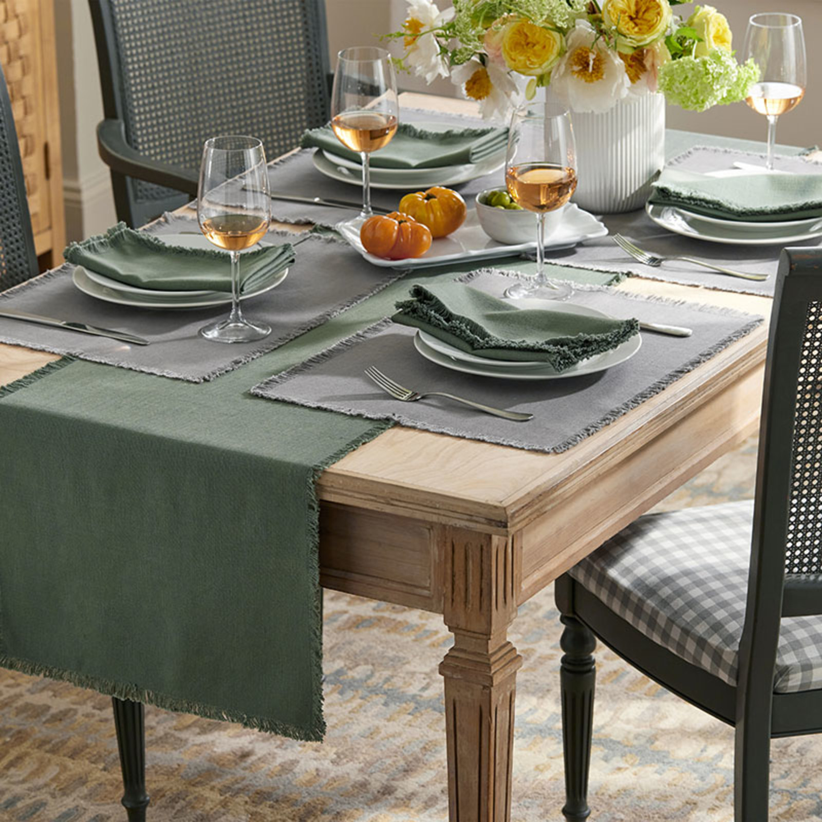 Solid Fringe Table Runner - Moss Green, 16 in. x 108 in.... gallery