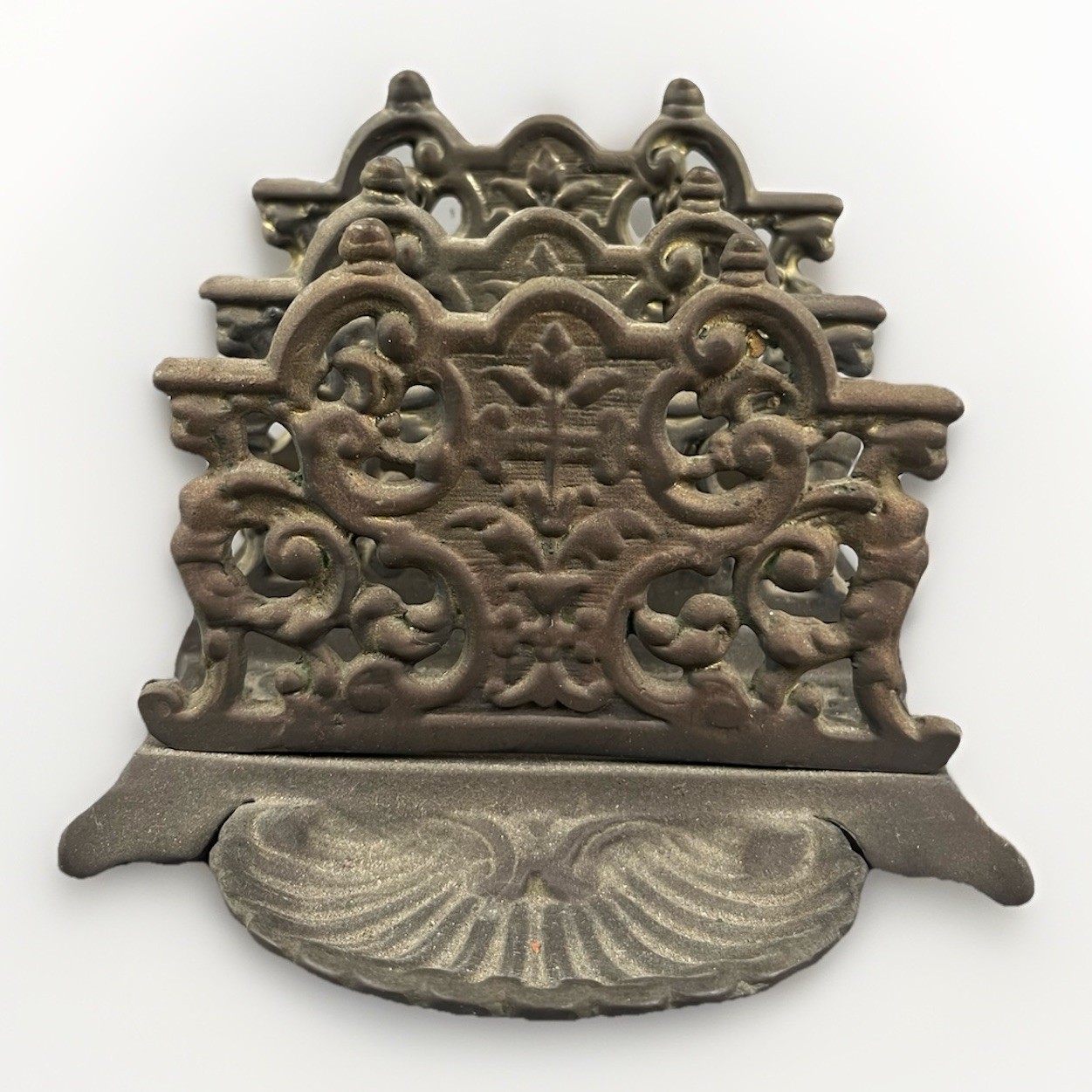 Vintage Ornate Baroque/Rococo Style Shell Brass Letter Rack Holder Trinket Dish gallery