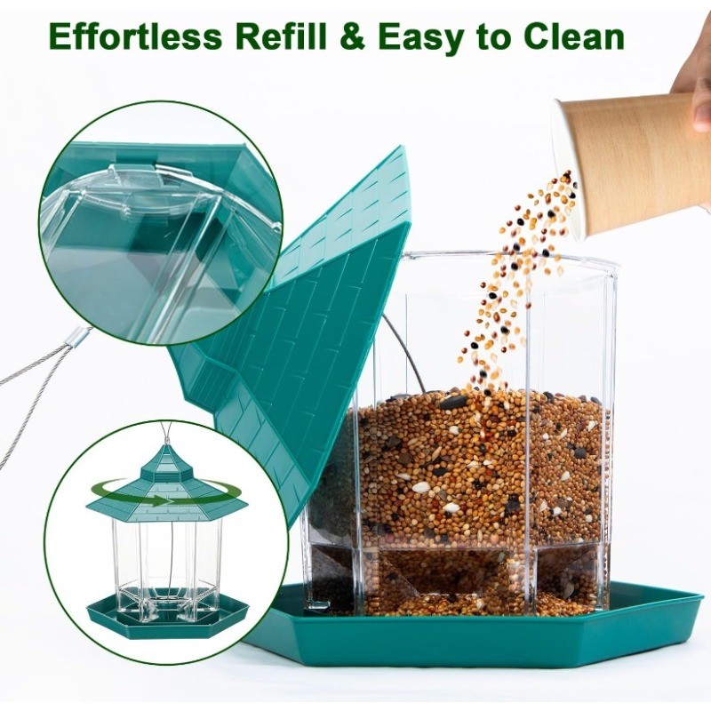 Hexagon House Bird Feeder -Squirrel Proof & 1000ml Large Capacity Auto-Dispense gallery