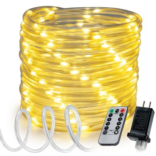 Warm White 8-Mode LED Outdoor Waterproof Rope Light 10' 20' 25' 50' 100' 150' ft gallery