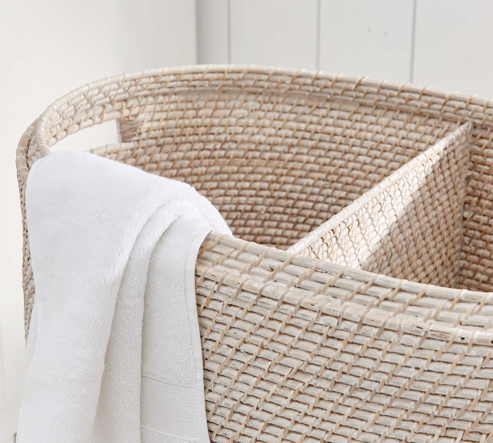 Pottery Barn - Tava Handwoven Rattan Divided Hamper - Hot Deals gallery