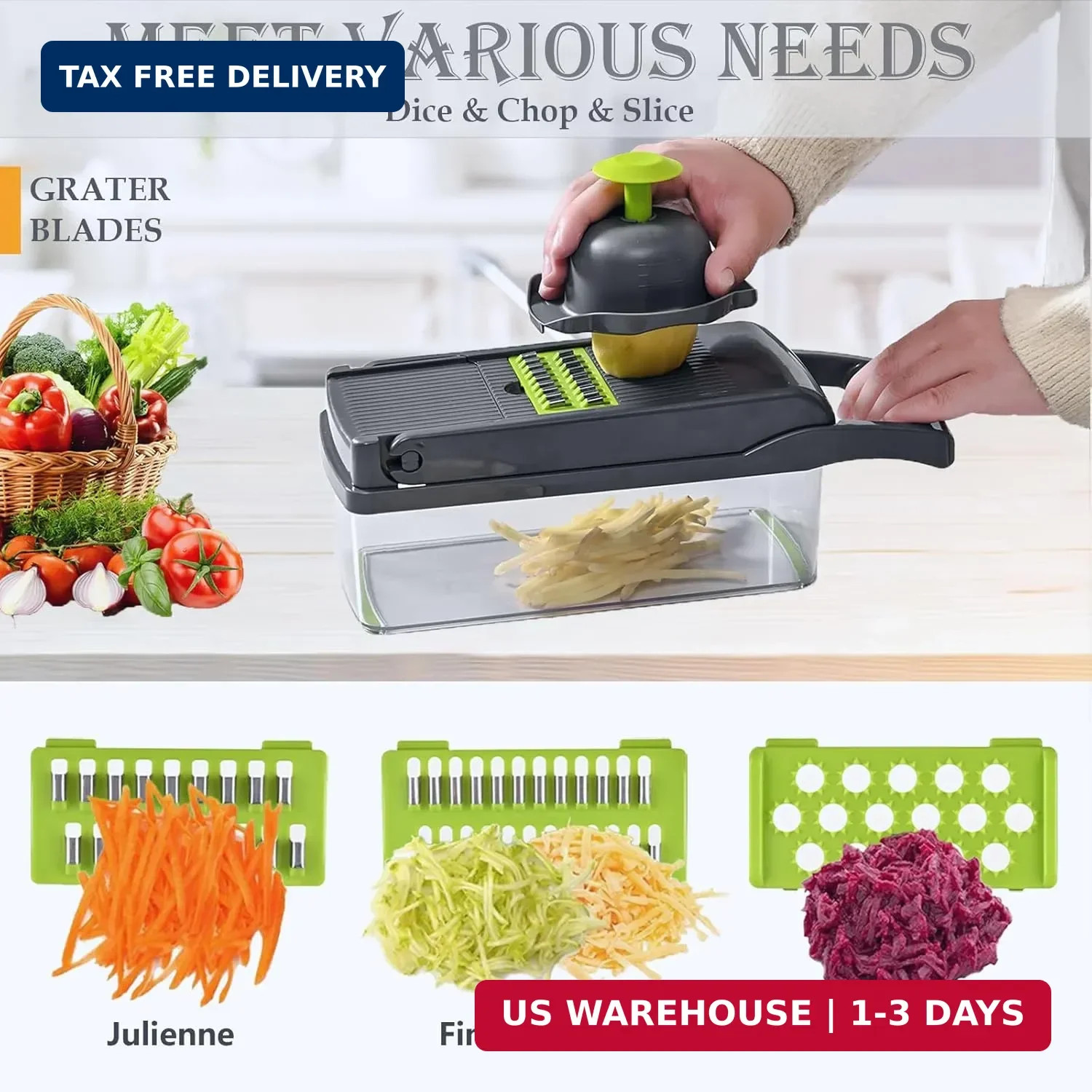 Vegetable Chopper Dicer with Container | Cheese Grater Mandoline Slicer Cabbage gallery