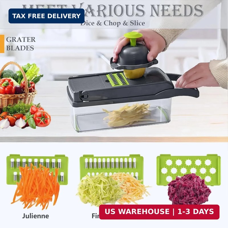 Vegetable Chopper Dicer with Container | Cheese Grater Mandoline Slicer Cabbage gallery