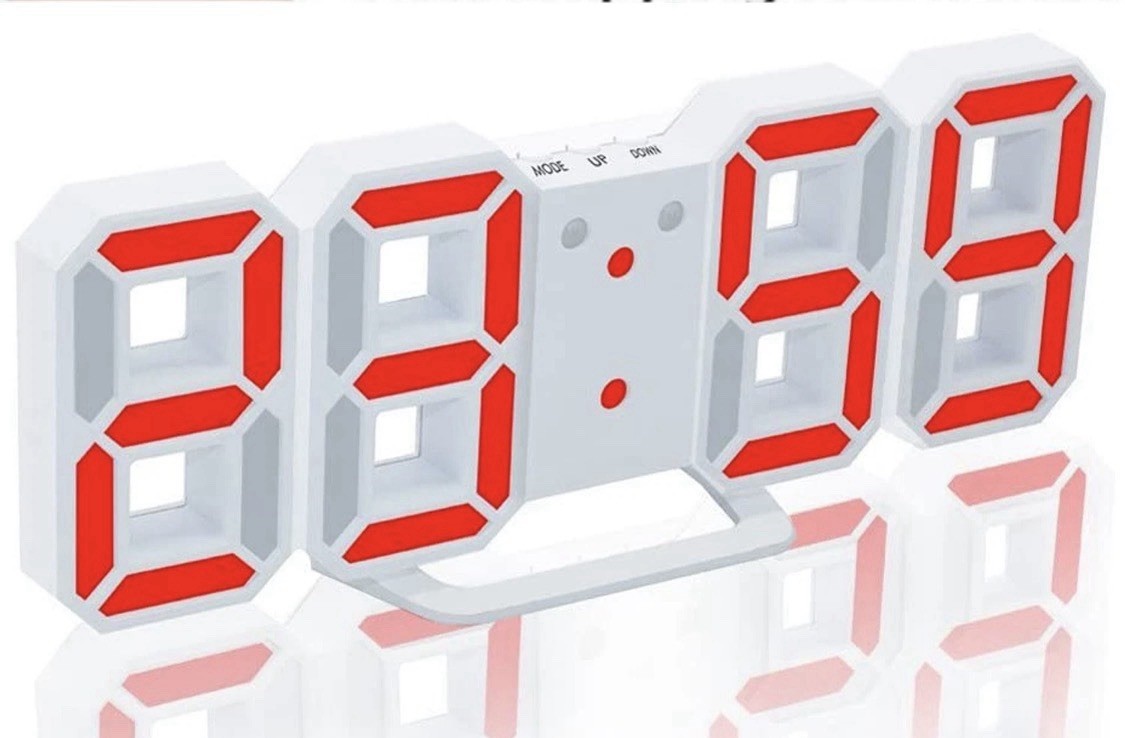 RED Digital LED Big Wall Desk Alarm Clock Snooze 12/24 Hours Auto-Brightness USB gallery