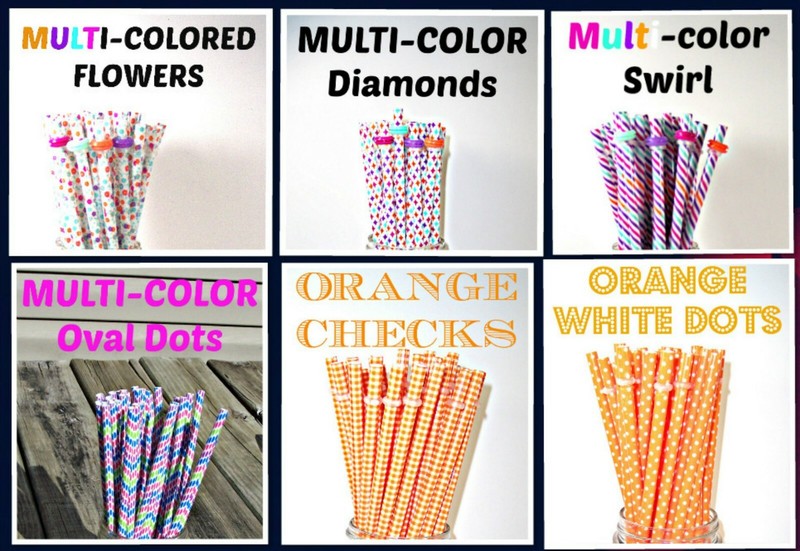 PATTERNED STRAWS, Dots, Checks, Flowers, Chevron, Fruit, Reusable, BPA Free gallery