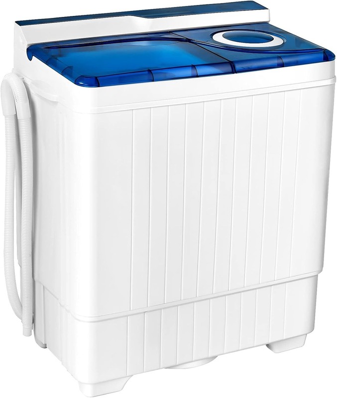 Portable Full-Automatic Top Load Washing Machine, 26lbs Capacity - Blue & White gallery
