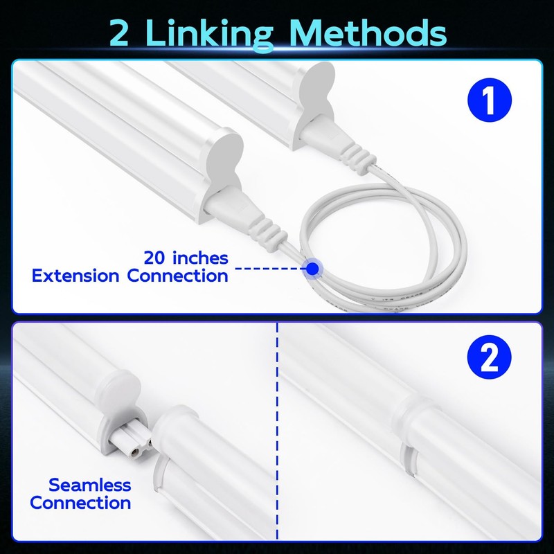 2 Pack LED Shop Light 4FT T5 Integrated Single Fixture 22W 2200lm 6500K Supe gallery
