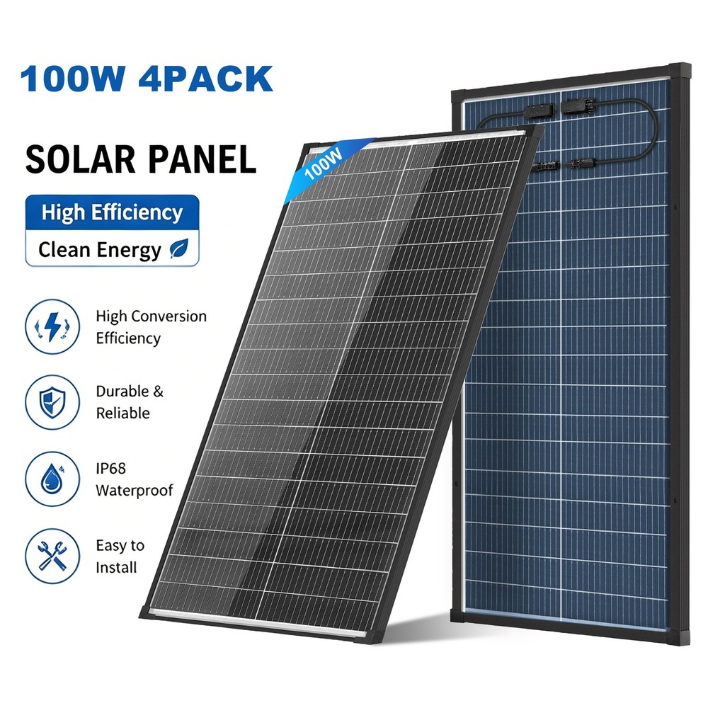 AeternaSol 4Pack 100W Solar Panel 400W 18V N-Type PV RV Boat Home Power Off Grid
