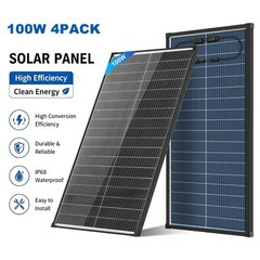 AeternaSol 4Pack 100W Solar Panel 400W 18V N-Type PV RV Boat Home Power Off Grid