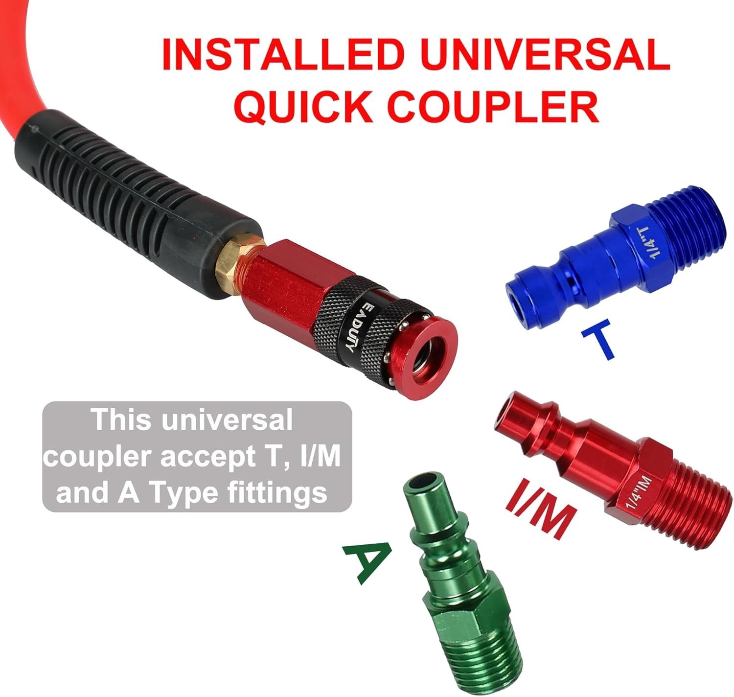 Heavy Duty Reinforced Polyurethane Air Hose 1/4 in x 100 ft, Lightweight, Flexib gallery