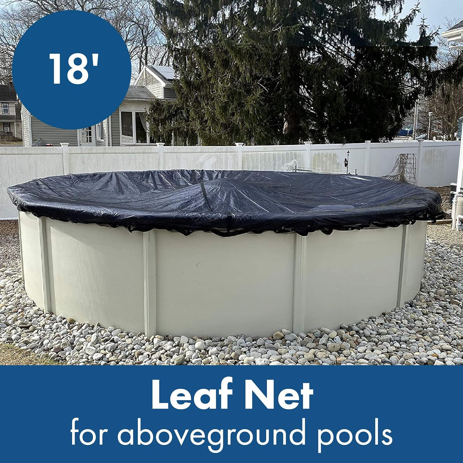 Pool Leaf Net Cover for above Ground Pools – 18 Ft Round, Durable, Woven Polyeth gallery