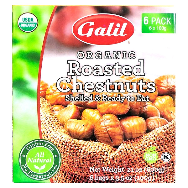 NEW GALIL ORGANIC CHESTNUTS ROASTED PEELED,SHELLED AND READY TO EAT 6 PACK 3.5oz gallery