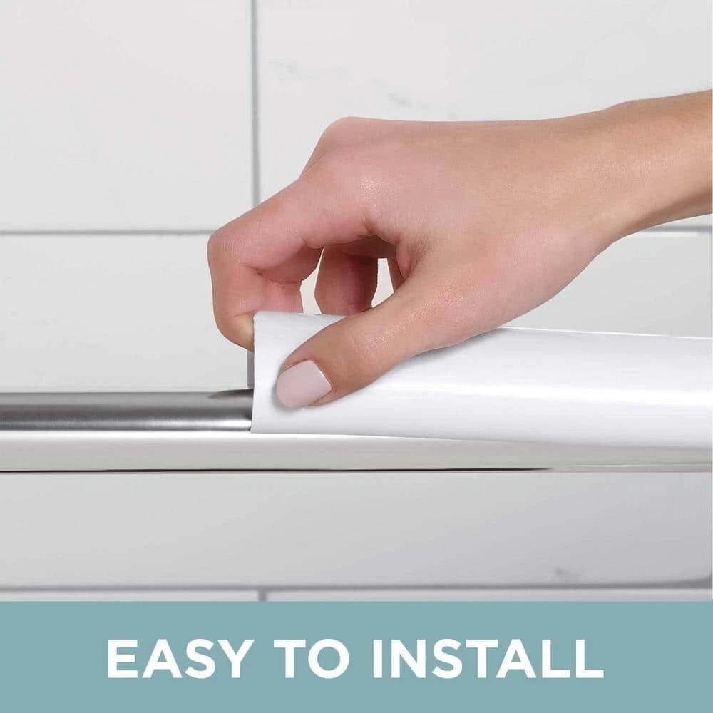 Adjustable 36-60 inch PVC Shower Rod Cover - White gallery