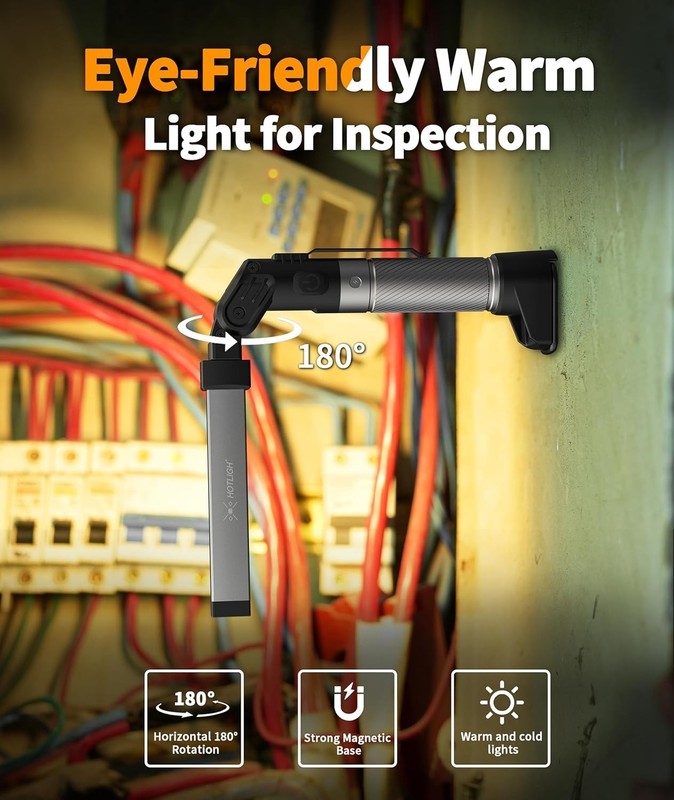Work Light Rechargeable 800 Lumen Magnetic Foldable LED Flashlight 2 Pack gallery
