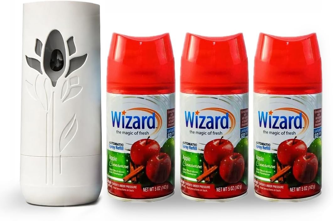Wizard Automatic Spray Air Freshener Kit 5oz Apple Cinnamon 3 Pack Home Bath gallery