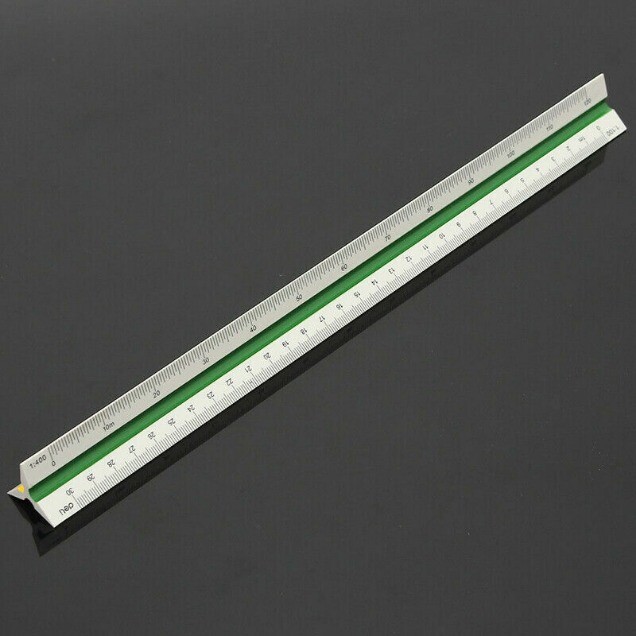 30cm/12" Solid Plastic Metric Triangular Scale Ruler Architect Engineers gallery