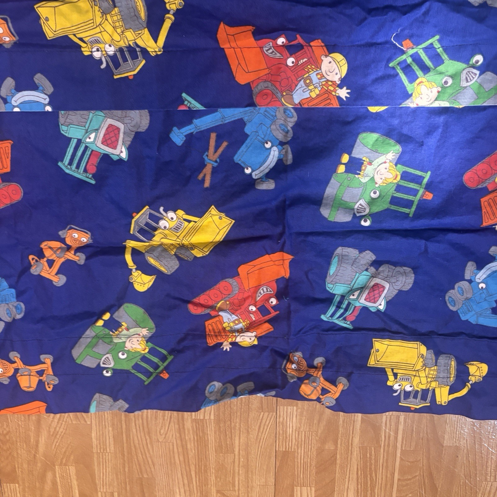 Vintage Bob The Builder Valance Curtain Panel 16H x 42W Children's Room Set Of 2 gallery