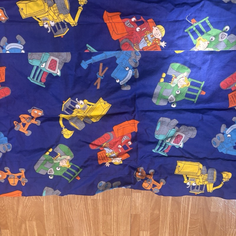 Vintage Bob The Builder Valance Curtain Panel 16H x 42W Children's Room Set Of 2 gallery