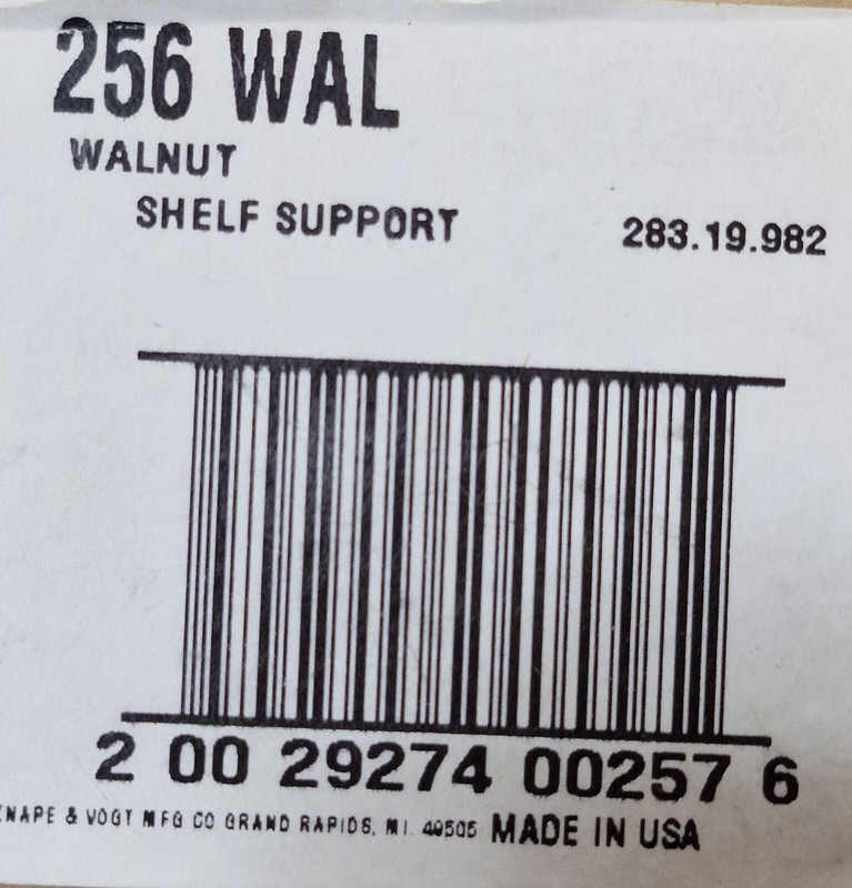 10 Pieces, Shelf Support Brackets cabinet #256 WAL Walnut Made In USA gallery