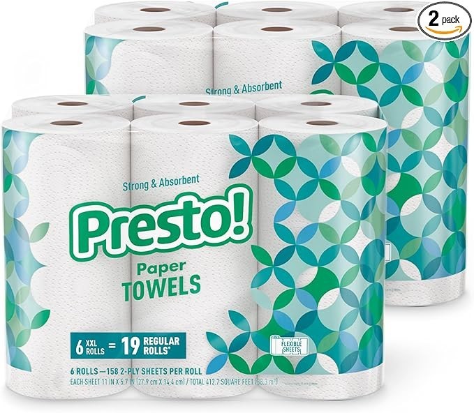 Presto! Ultra-Strong Premium Paper Towels, 158 Sheet Huge Roll - Flex-a-Size, 12 gallery