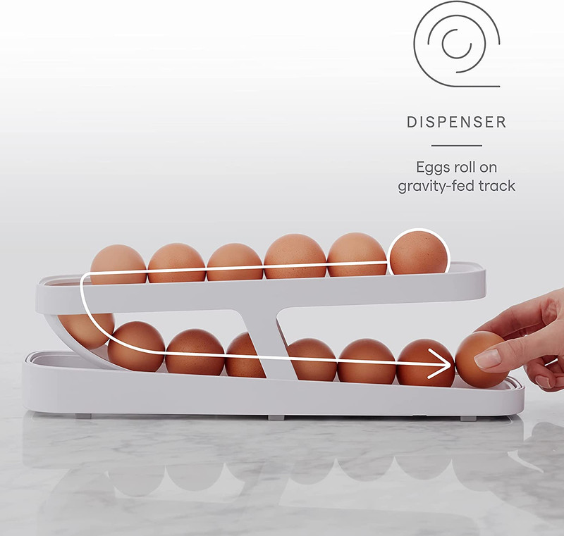 Rolling Egg Dispenser Storage Organizer 2-Tier Refrigerator Space-Saving gallery