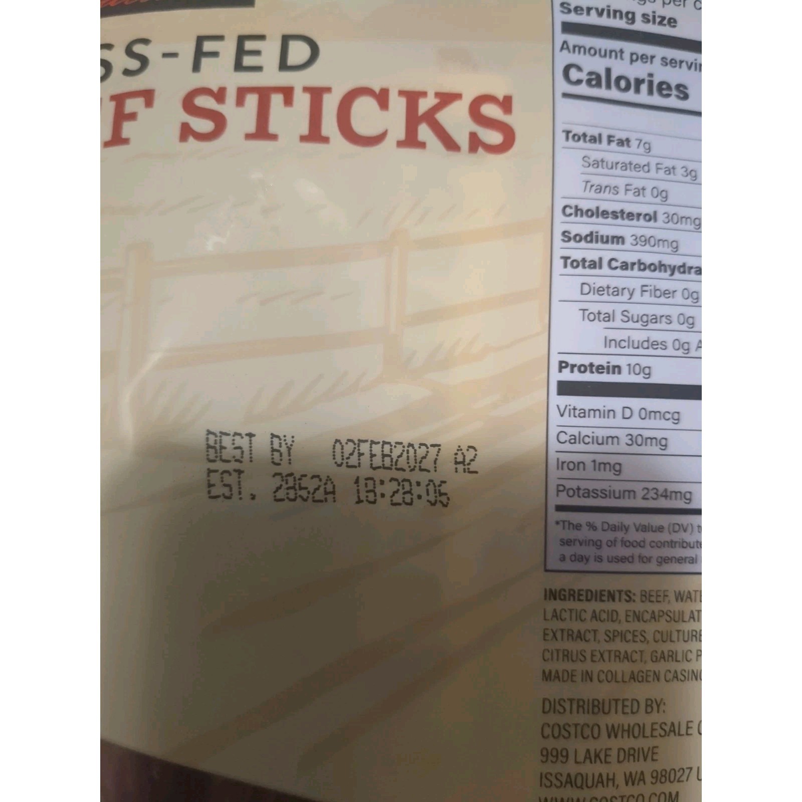 Kirkland Signature Grass-fed Beef Sticks 1.15 Oz 12-Count EXP Feb/02/2027 gallery