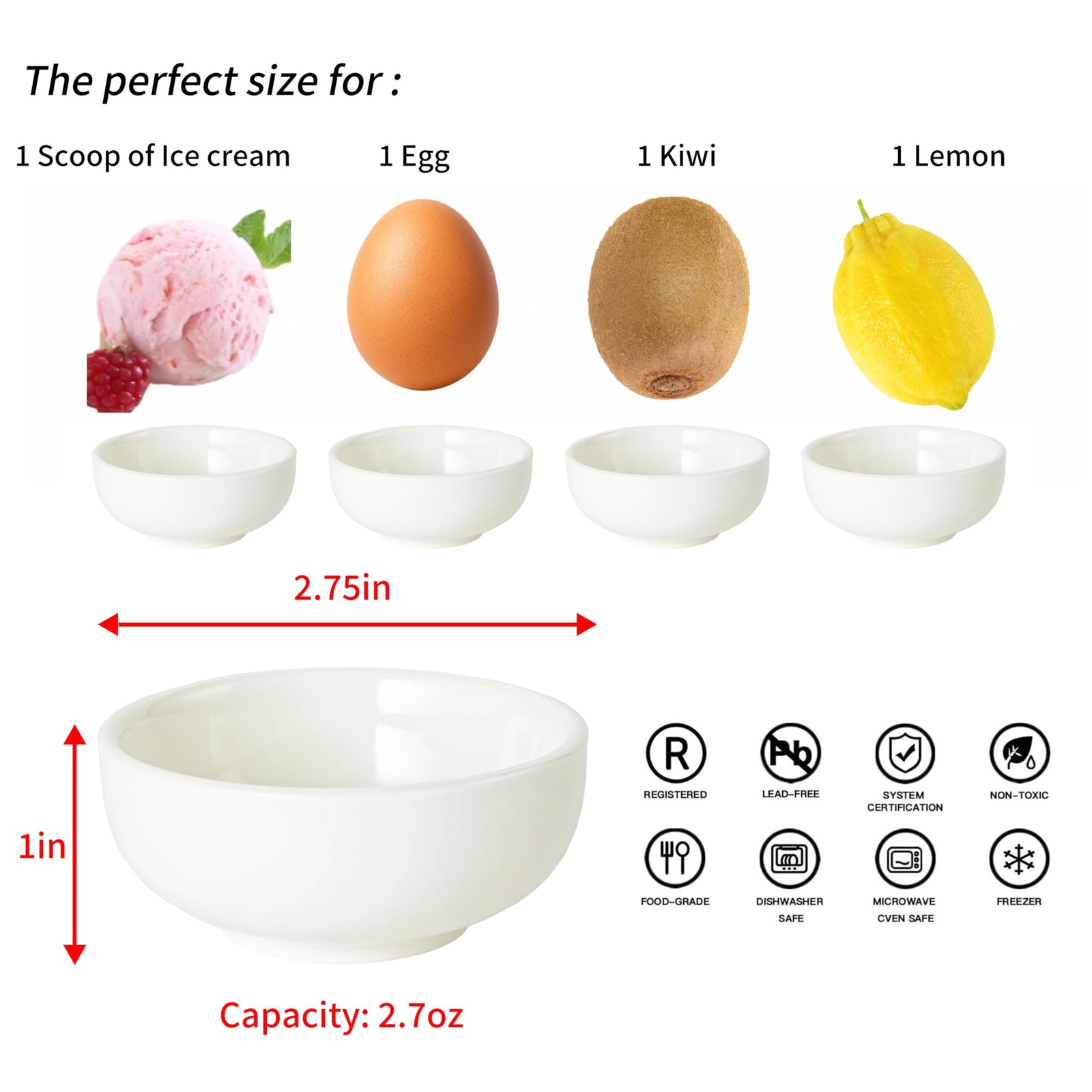Ceramic Bowl Sets,2.7 oz Small Candy Sauce Bowls,Cute Dipping Bowls Microwave... gallery
