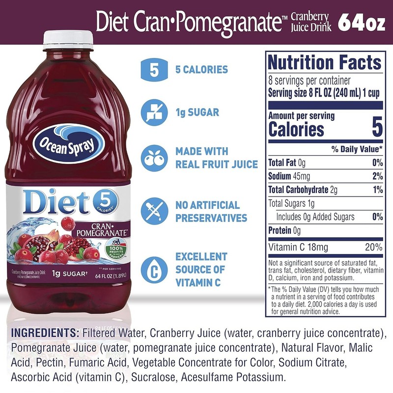 Refreshing Diet Cran-Pomegranate Drink, 64 Fl Oz Bottles - 8 Pack for Wellness gallery