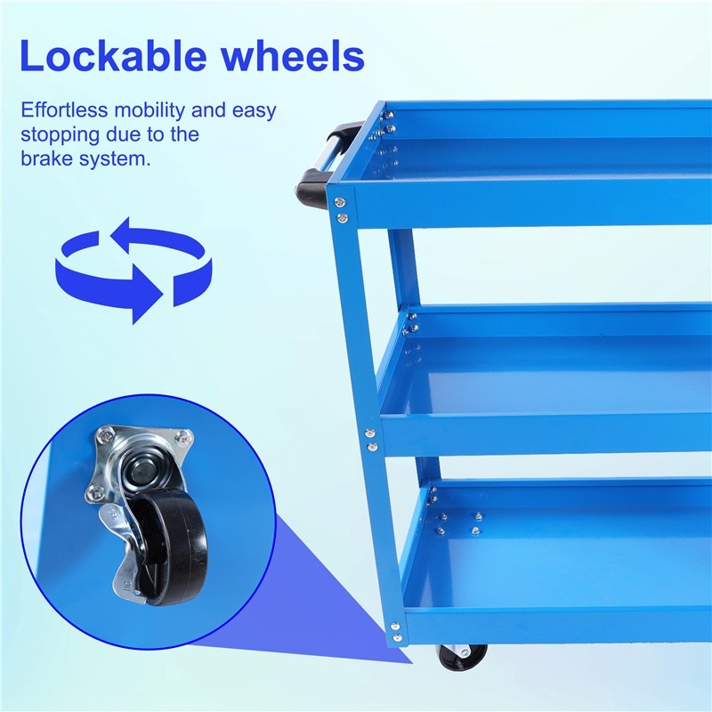 Tool Cart 3-Tier Rolling Mechanic Tool Cart with Lockable Wheels 450LB Capacity gallery