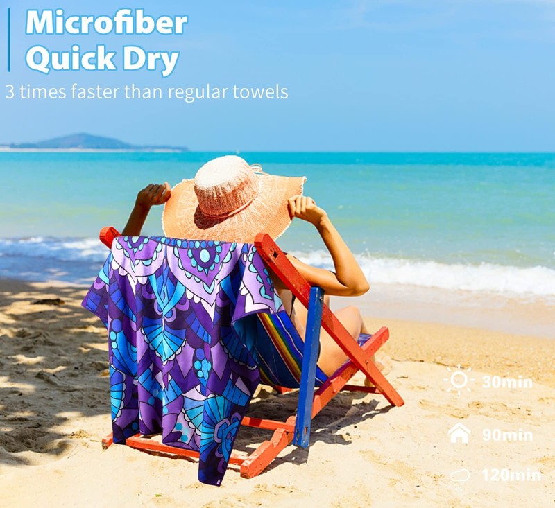 6 Pack Microfiber Thin Lightweight Beach 71"x32", 6 Blue and Red Comb gallery