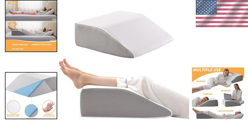 Stylish Leg Elevation Pillow with Removable Washable Cover - 8 Inch Foam Wedge gallery