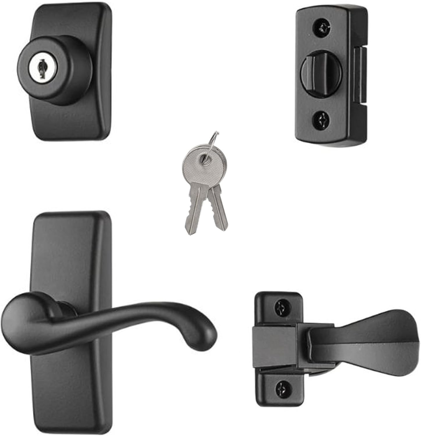 GL Door Lever Set with Keyed Deadbolt Lock for Storm and Screen Doors, Matte Bla gallery