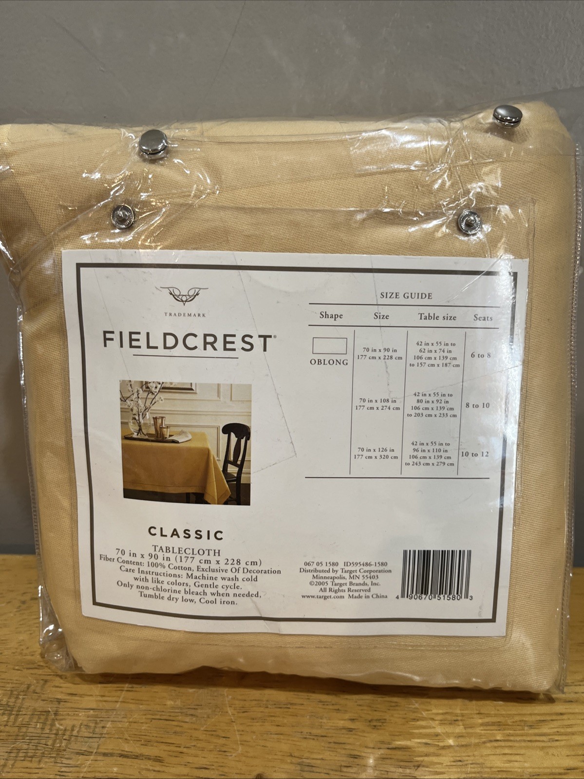 Fieldcrest Tablecloth Beige Oblong 70x90" Target Satiny Cream 100% Cotton gallery