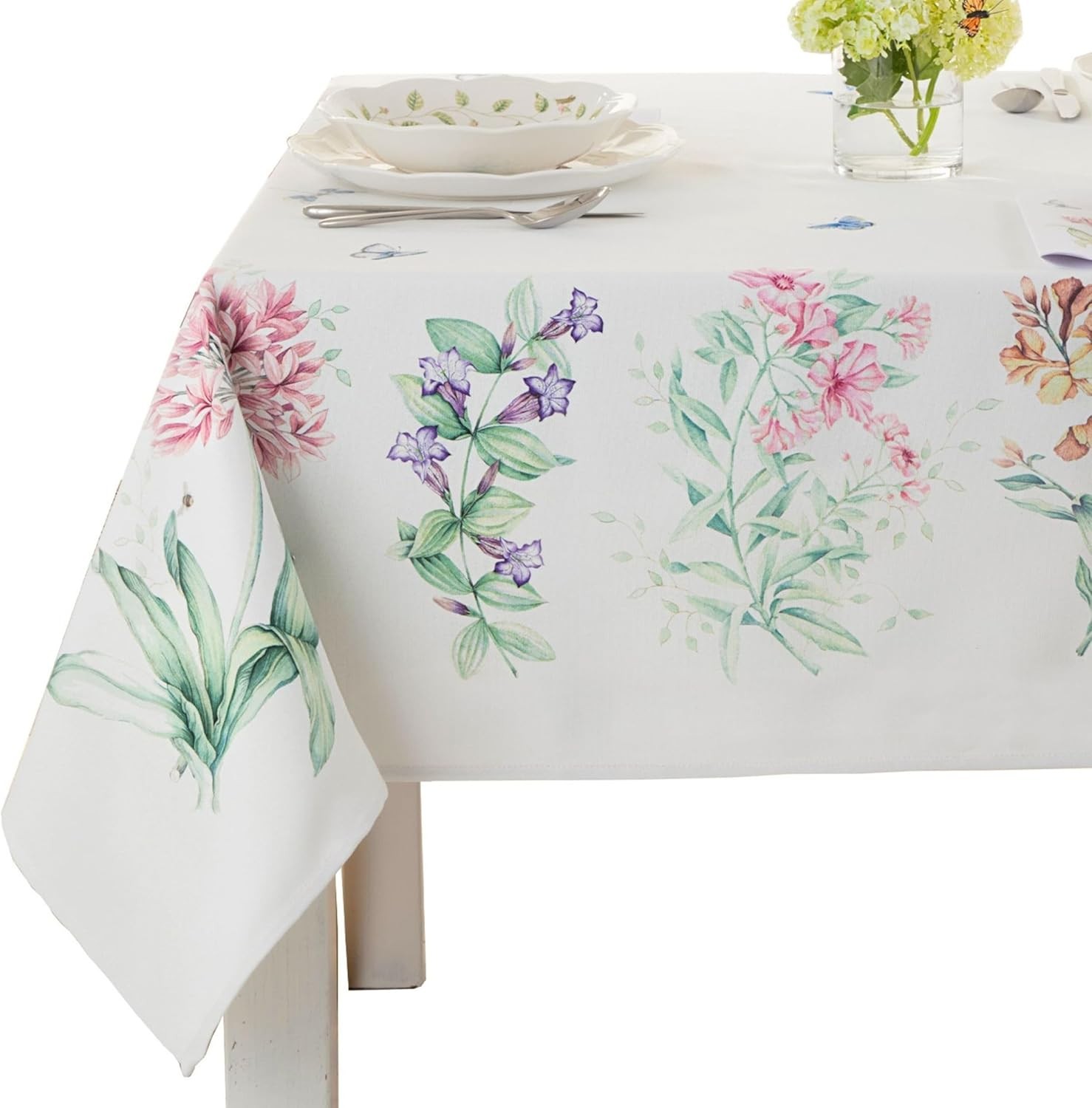 Butterfly Meadow Garden Tablecloth, Multicolor, 60" W x 84" L gallery