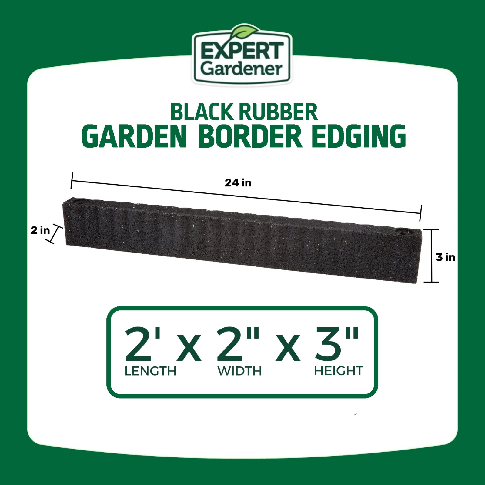 Expert Gardener 2' x 3" Black Recycled Rubber Garden Border Edging - 8 Pack gallery