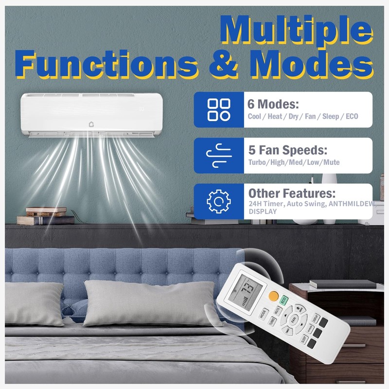 18000 BTU Mini Split Air Conditioner AC and Heat Pump Ductless Inverter 19 SEER gallery