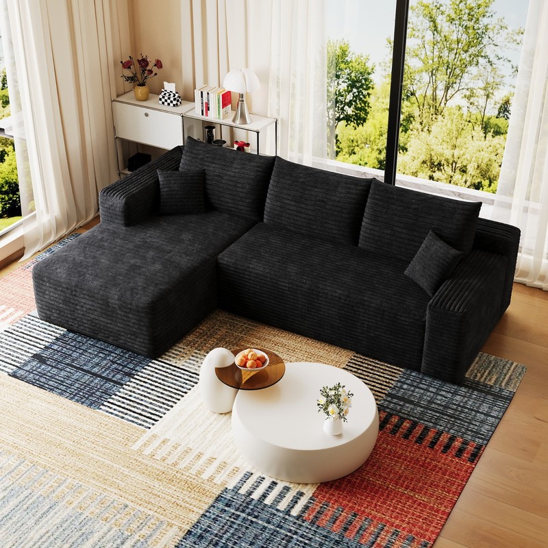 95" Cloud Sectional Couch with L-Shape Chaise Modular Corduroy Sofa Living Room gallery