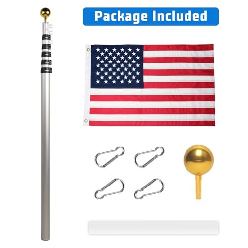 20ft Telescopic Flag Pole - Extra Thick Outdoor Telescoping 20FT Silver-20FT gallery